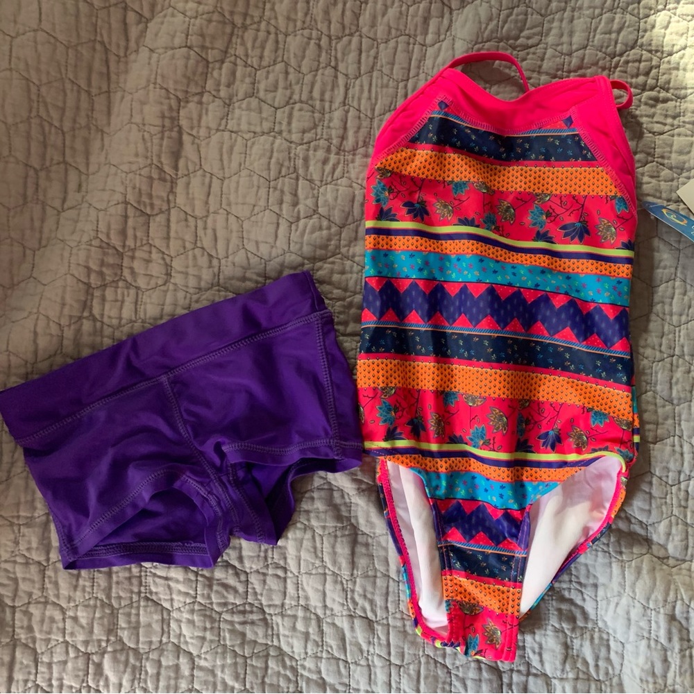4t/5t Girl’s Wave Zone One Piece Swimsuit with Board Shorts NWT